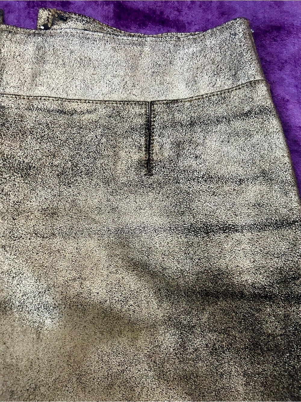 BCBGMaxAzria RARE Distressed Metallic Gold/black A-Line Skirt - Picture 4 of 12